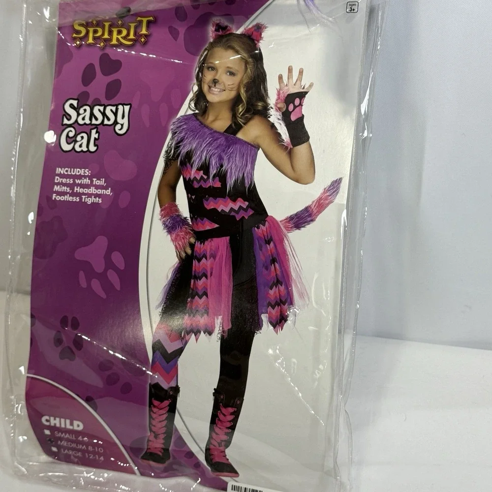 Spirit Purple Pink Black Sassy Cat Kids Halloween Costume